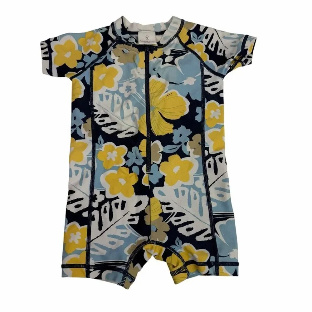Hanna Andersson Front Zip One Piece Rash Guard Swimsuit size 70